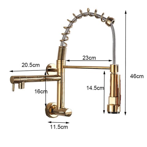 Gourmet Tap for Kitchen Wall-Mounted Extendable Dual Spray Single Handle JassPoll
