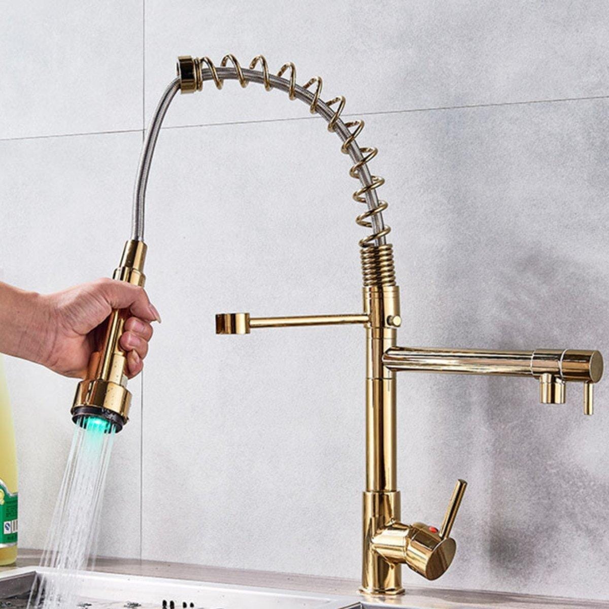 360° Rotating Bronze Duo Spring LED Gourmet Kitchen Tap Quizz