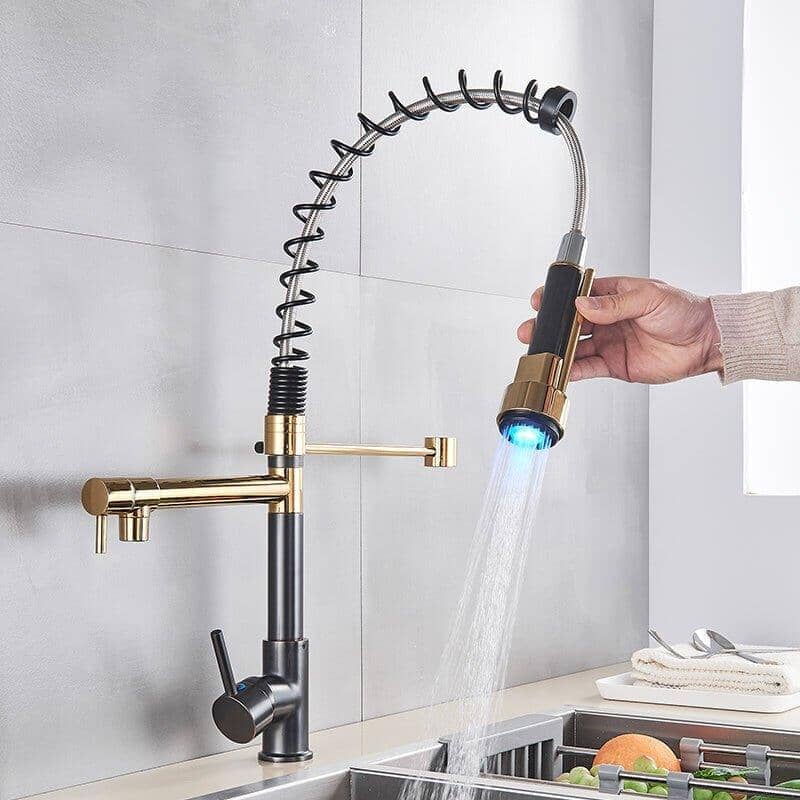 360° Rotating Bronze Duo Spring LED Gourmet Kitchen Tap Quizz