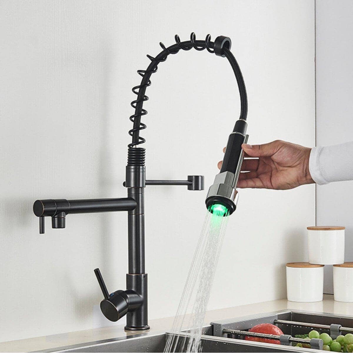 360° Rotating Bronze Duo Spring LED Gourmet Kitchen Tap Quizz