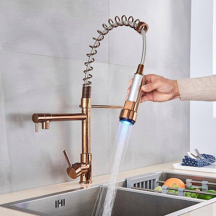 360° Rotating Bronze Duo Spring LED Gourmet Kitchen Tap Quizz