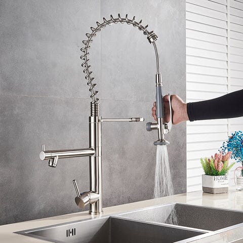 Troia High Spout Single Lever Dual Spring Spray Gourmet Kitchen Tap