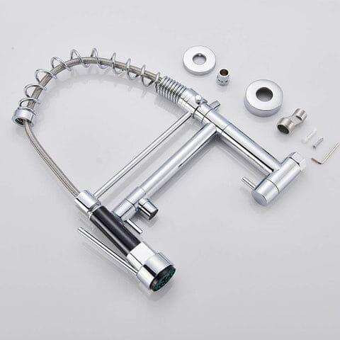 Gourmet Tap for Kitchen Wall-Mounted Extendable Dual Spray Single Handle JassPoll
