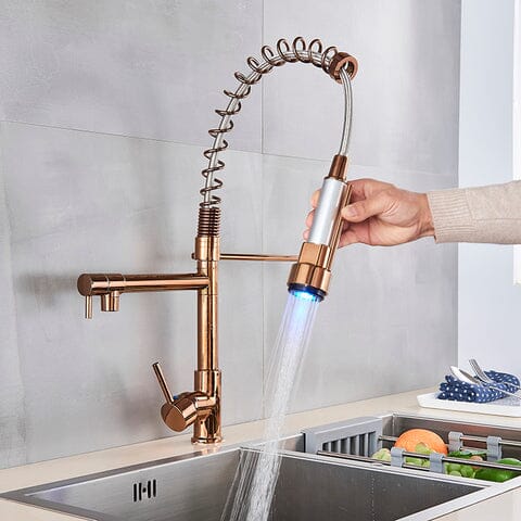 360° Rotating Bronze Duo Spring LED Gourmet Kitchen Tap Quizz