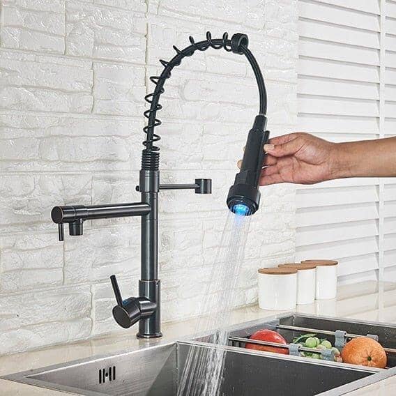360° Rotating Bronze Duo Spring LED Gourmet Kitchen Tap Quizz